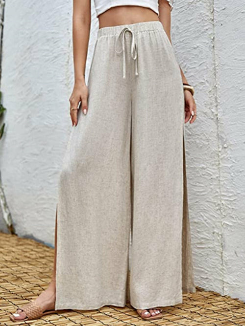 Amara Drawstring High Waist Trousers Linen Pants
